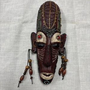 African Wall Mask Sculpture Resin, and Handmade Paint